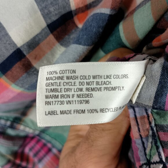 Mossimo Supply Mens Multicolor Madras Plaid Short Sleeve Button-Up Shirt Size S - Picture 4 of 5